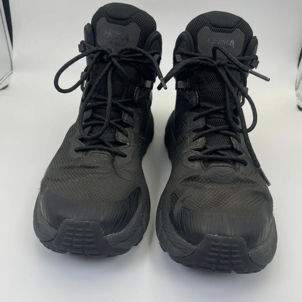 Hoka One One Trail Code GTX Hiking Boots Mens Size 10.5D Vibram Black Waterproof